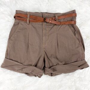 FUNKTIONAL Boho High Waisted Cotton Shorts with Brown Criss Cross Belt Size 4